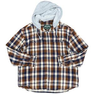 Men's AMERICAN EAGLE Plaid Flannel Hoodie Detachable Hood Shacket |‎ Size XL